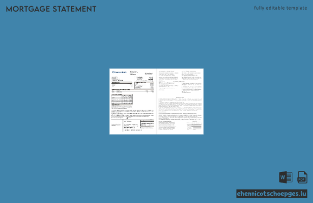 USA Eastern Bank Hypothekenabrechnung in Word- und PDF-Formaten – Beispielvorschau